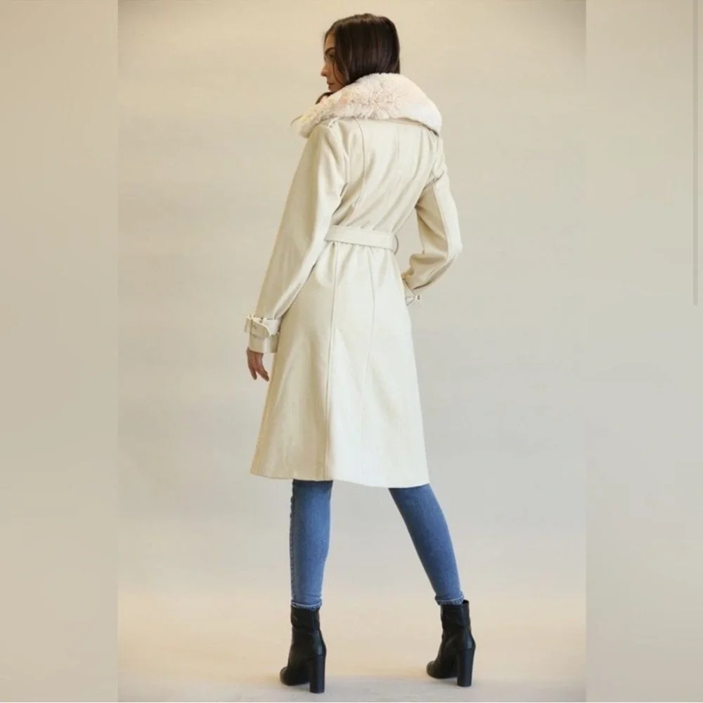12th Tribe X Thesaltyblonde Faux Leather & Fur trimmed Trench Size Small
